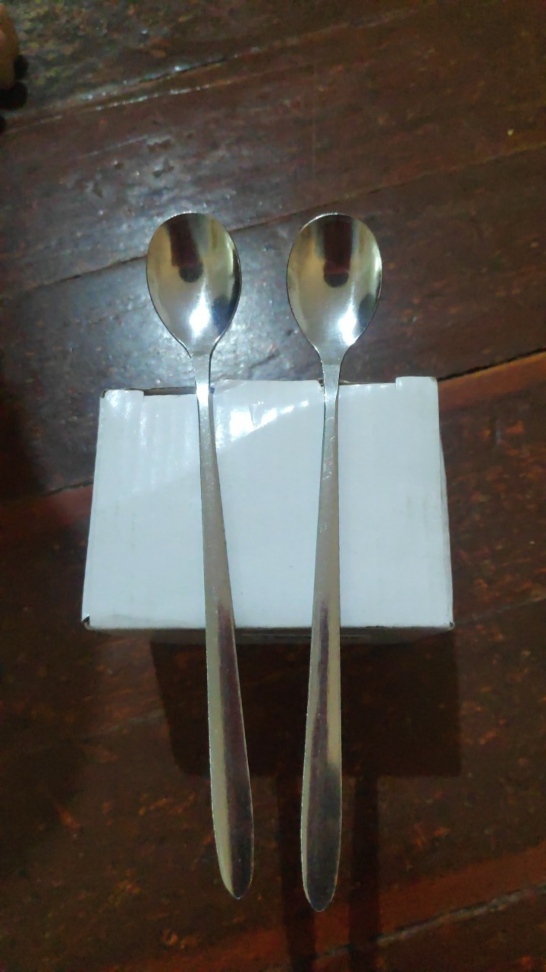 Hrtl Set 2pcs Sendok Teh / Kopi / Es Krim Bahan Stainless Steel Dengan Gagang Panjang