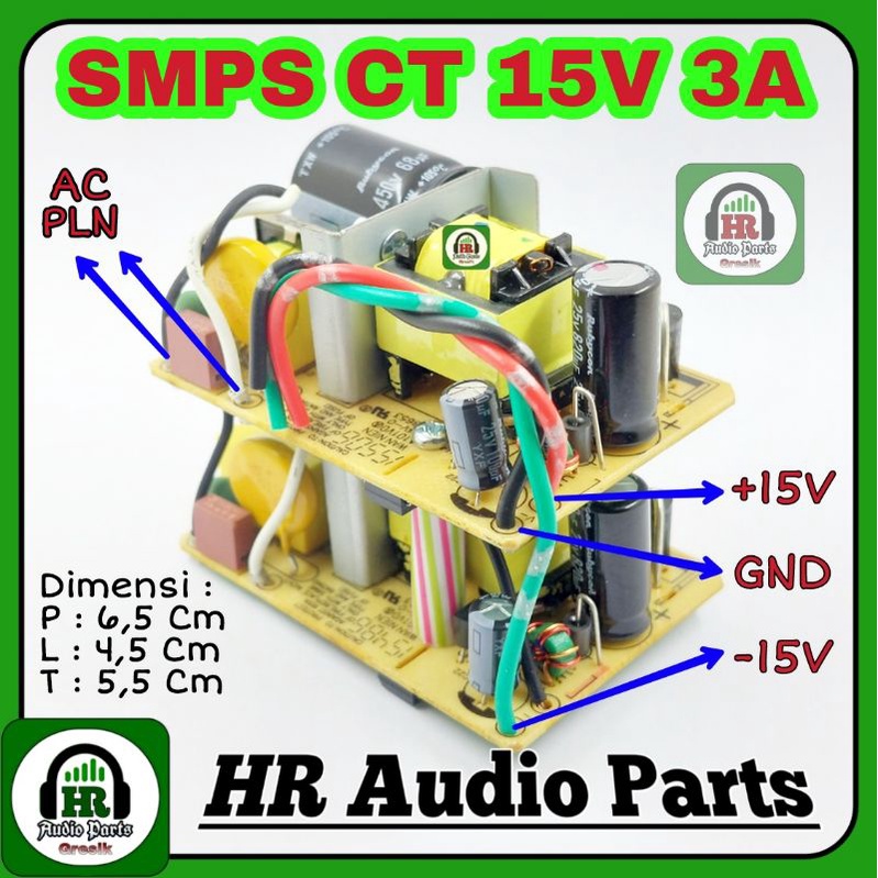 Smps CT15V 3A Power Supply CT 15v  for Tone Control / Equalizer / LPF / Mini Amplifier dll