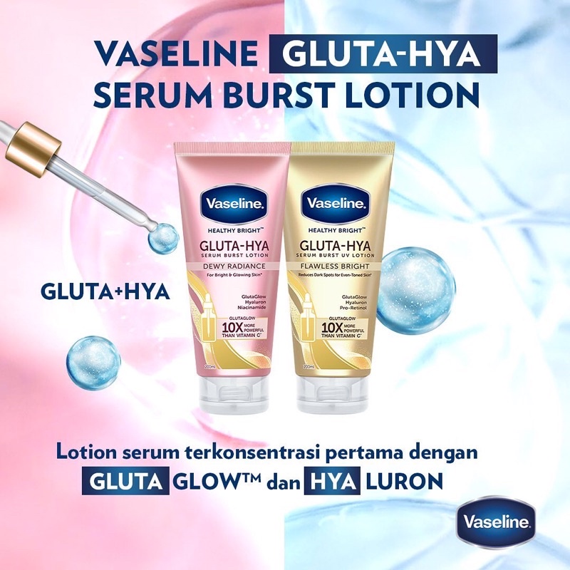 Vaseline Healthy Bright Gluta Hyaluron Niacinamide Serum [Dewy Radiance Pink) | Flawless Bright Gold | Overnight Repair Blue]