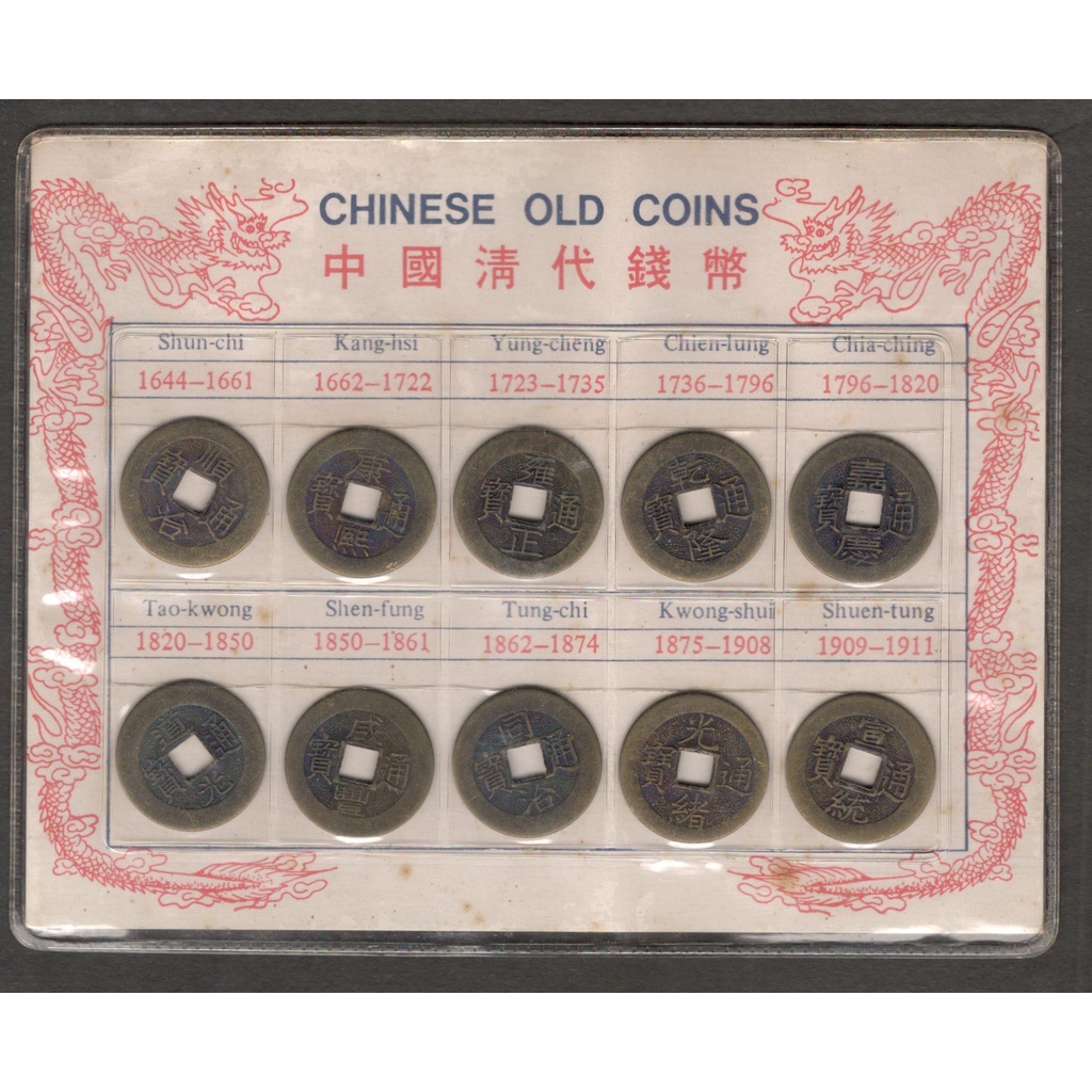 Satu Set Koin Gobog China 1644 - 1911 Dilengkapi Folder dan Keterangan