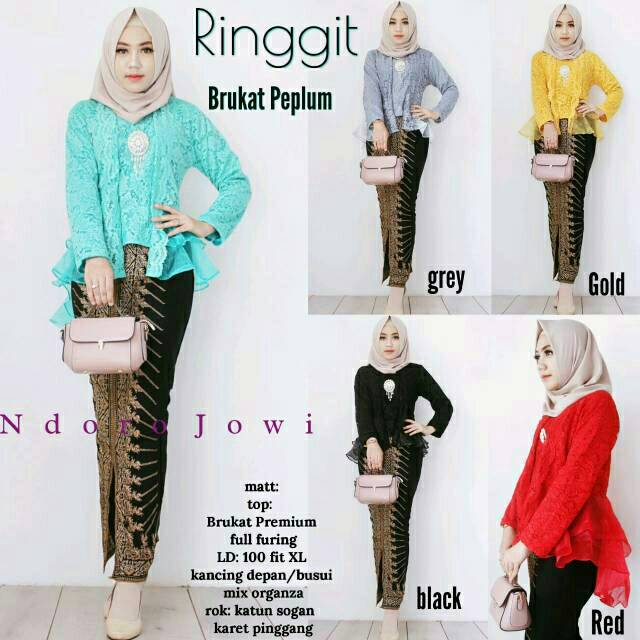 Batik permata - Ringgit brukat peplum atasan brokat