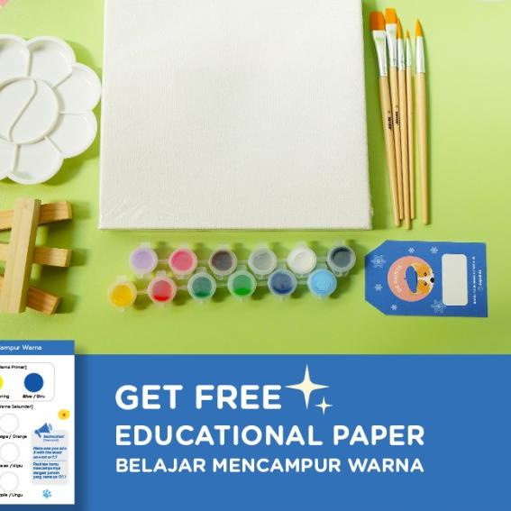 

✩ Paket Melukis / Belajar Warna untuk Anak /Set Alat Lukis Anak 1 Kanvas ➩