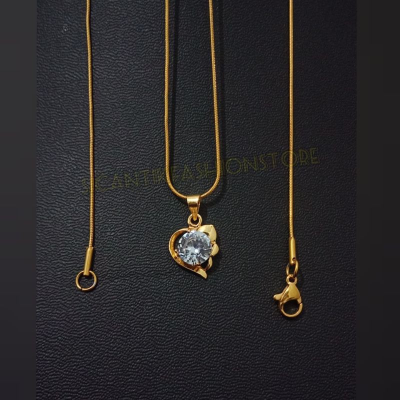 PROMO KALUNG TITANIUM LIONTIN PERMATA FASHION WANITA TERLARIS PERHIASAN WANITA LAPIS EMAS MEWAH