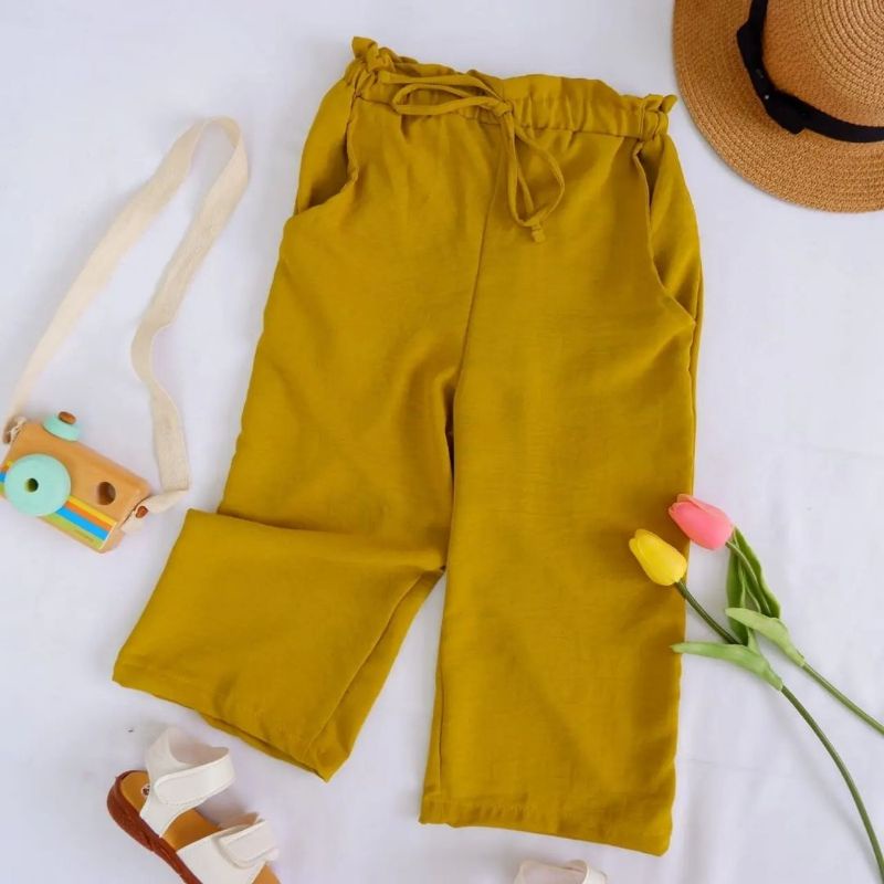 Celana Kulot Anak Ribon Pants / Celana Panjang Kulot Polos Ada Tali Pita Pants Kids / Celana Panjang Anak Tali 1-5 Tahun