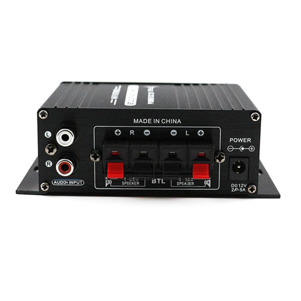 HiFi Mini Stereo Car Amplifier Treble Bass Booster - AK170 - Black