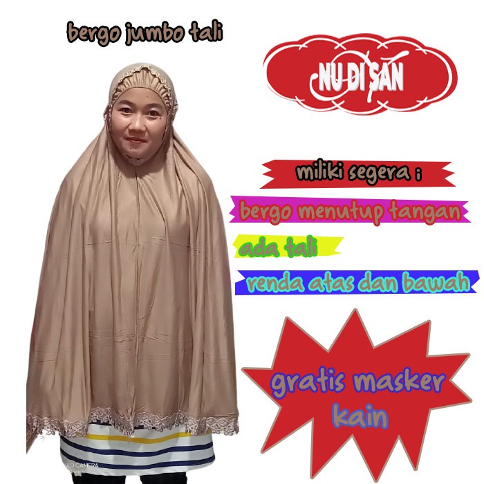 bergo jumbo tali nudisan jilbab jumbo tali nudisan