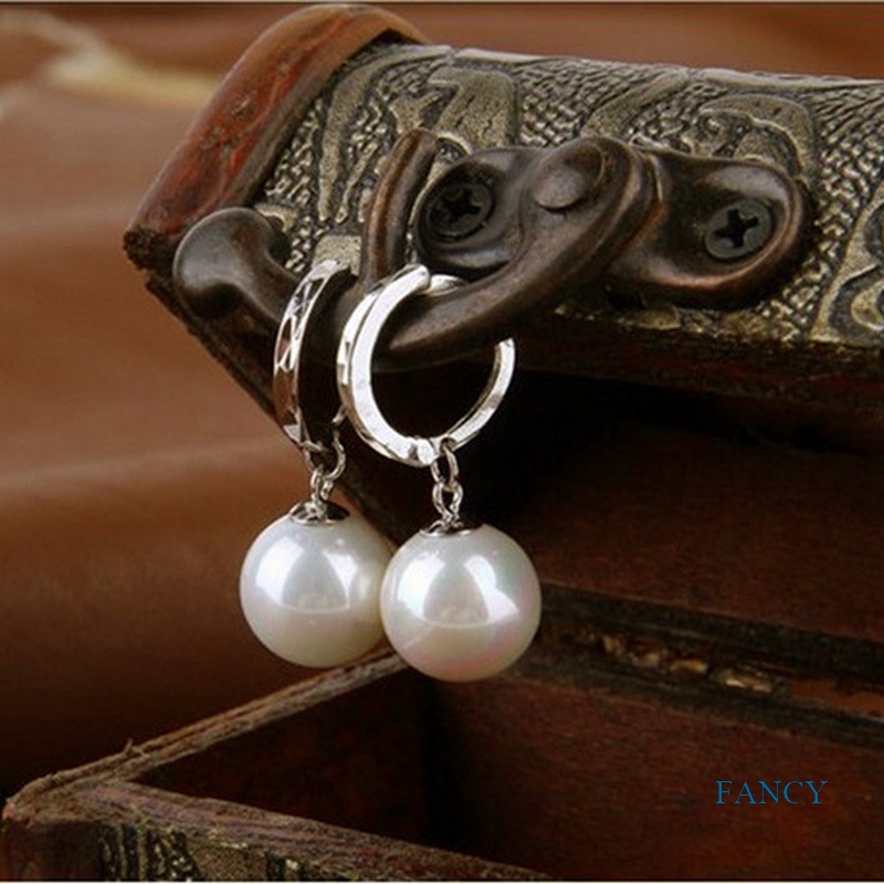 Anting Tusuk Gantung Temperament Bahan Sterling Silver 925 Desain Geometrimutiaraberlian Gaya Koreasimpleelegan Untuk Wanita