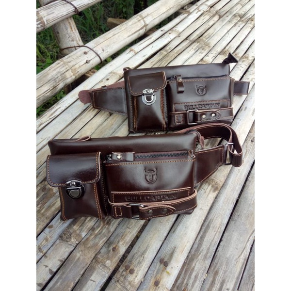 tas kulit Magetan asli kulit sapi punggung atau dada atau pinggang coklat & hitam