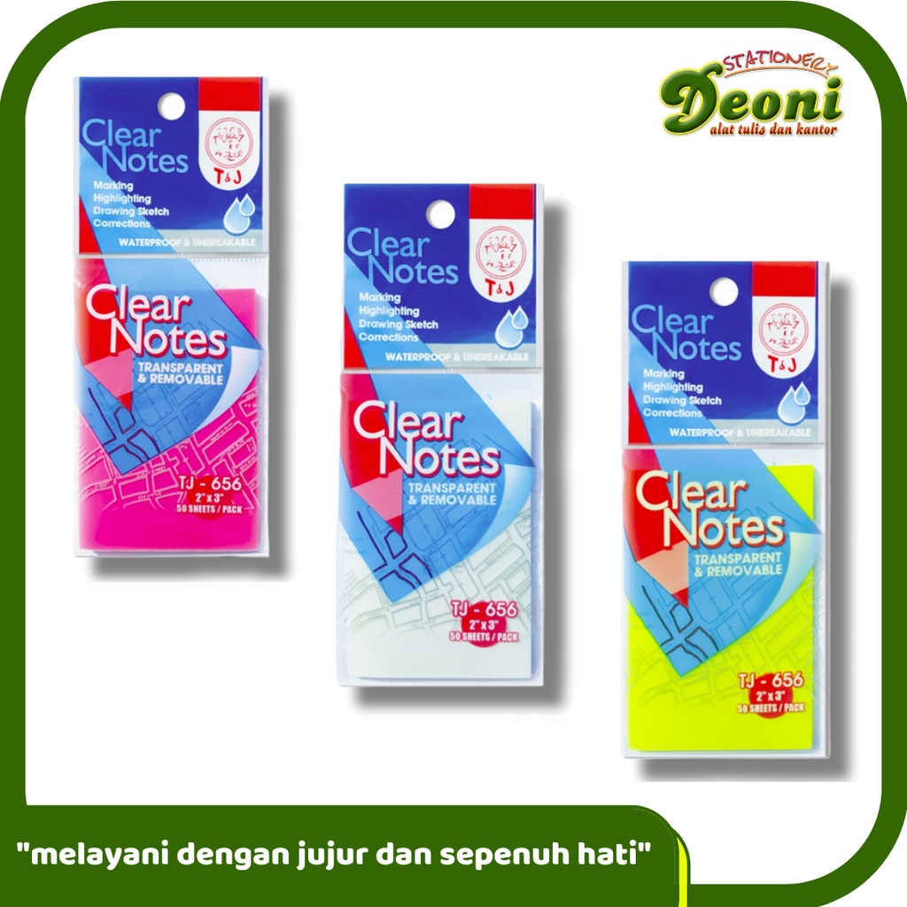 

TJ 656 Clear Notes 2x3" 50 Lembar