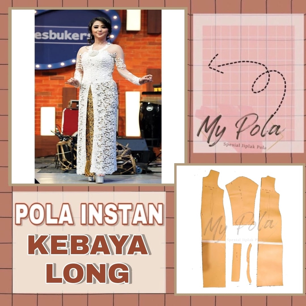 [COD] - Pola Kebaya Long Dress Dewasa - Pola Instan Kebaya Long - Pola Wanita Kebaya - Pola Pakaian 
