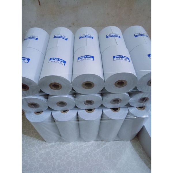 

lkjj KERTAS KASIR SETRUK HVS 1PLY 75x60mm paket 10 roll Printer Dontmatrik