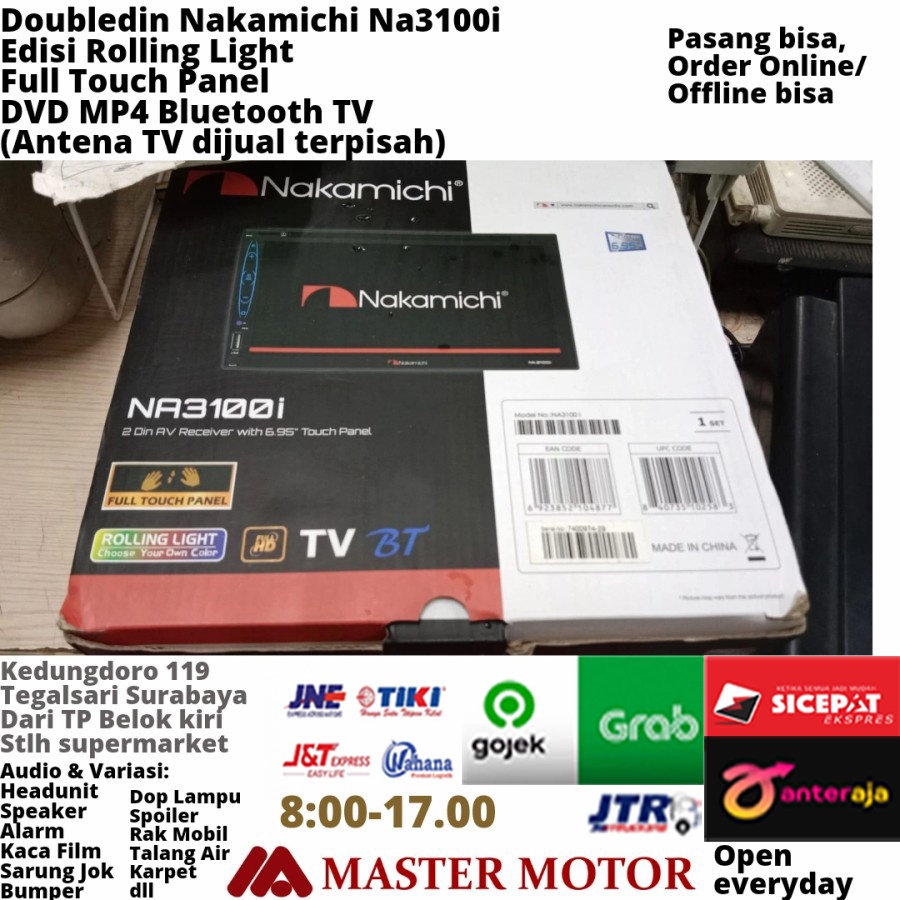 Doubledin Nakamichi Na 3100i 6.95 inch Rolling Light Fullglass DVD MP4 USB BT Touch Panel Headunit N