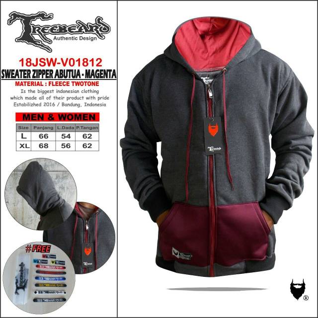 Sweater zipper abutua - magenta