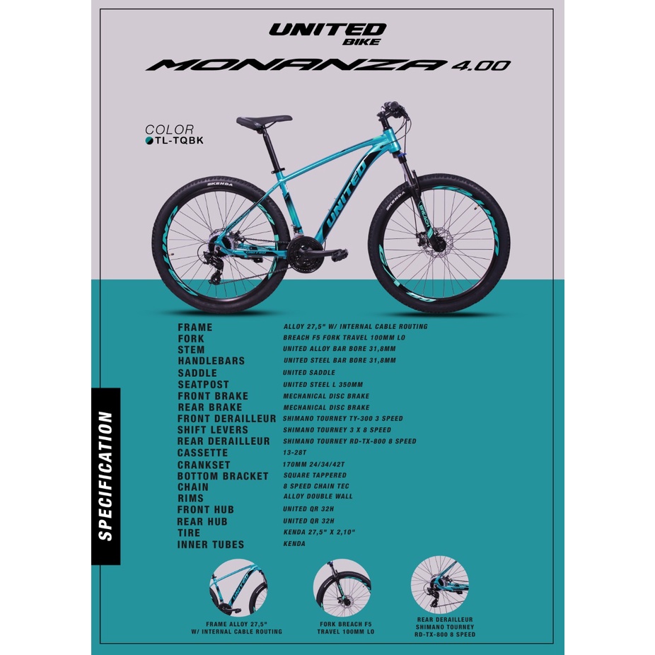 Sepeda Gunung MTB United Monanza 4.00, 27,5 inch. bisa Roadbike terbaik Termurah garansi kredit COD-2