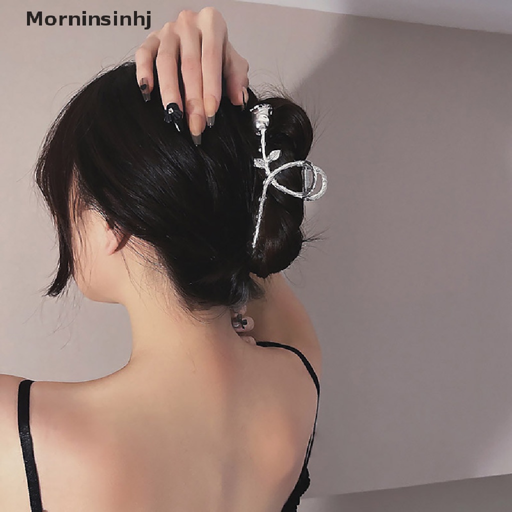 Mornin Woman Metal Rose Floral Hair Claw Crab Wanita Jepit Hairgrip Wanita Jepit Rambut id