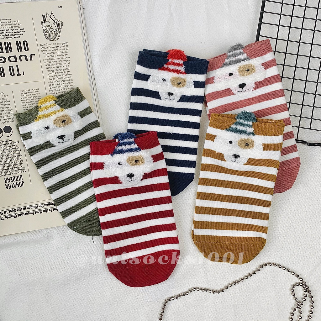 Import Kaos kaki pendek cewe wanita motif tebal lucu karakter pendek woman socks ankle sock tebal bermotif kualitas premium-4