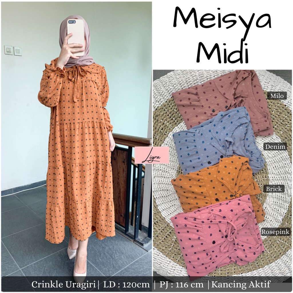 Meisya Midi Dress/Gamis/Baju Muslim/Baju Wanita
