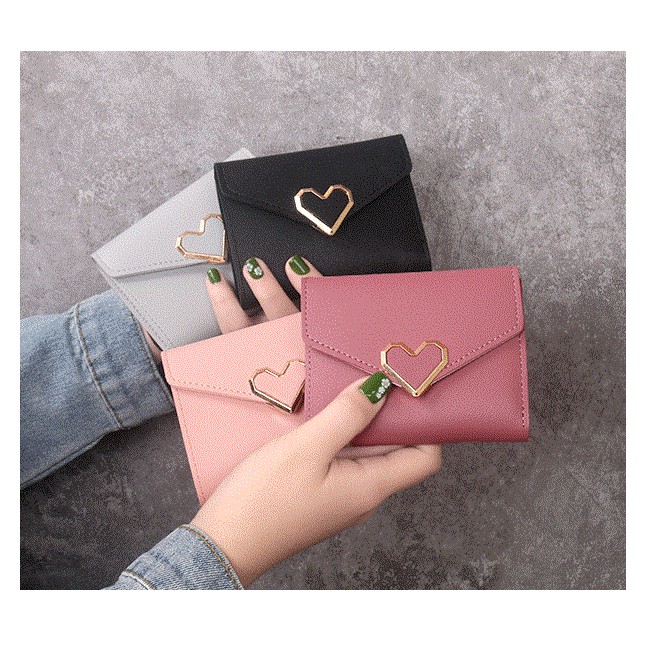 W38 Dompet  Pendek Wanita  Simple  Love Women Short Wallet 