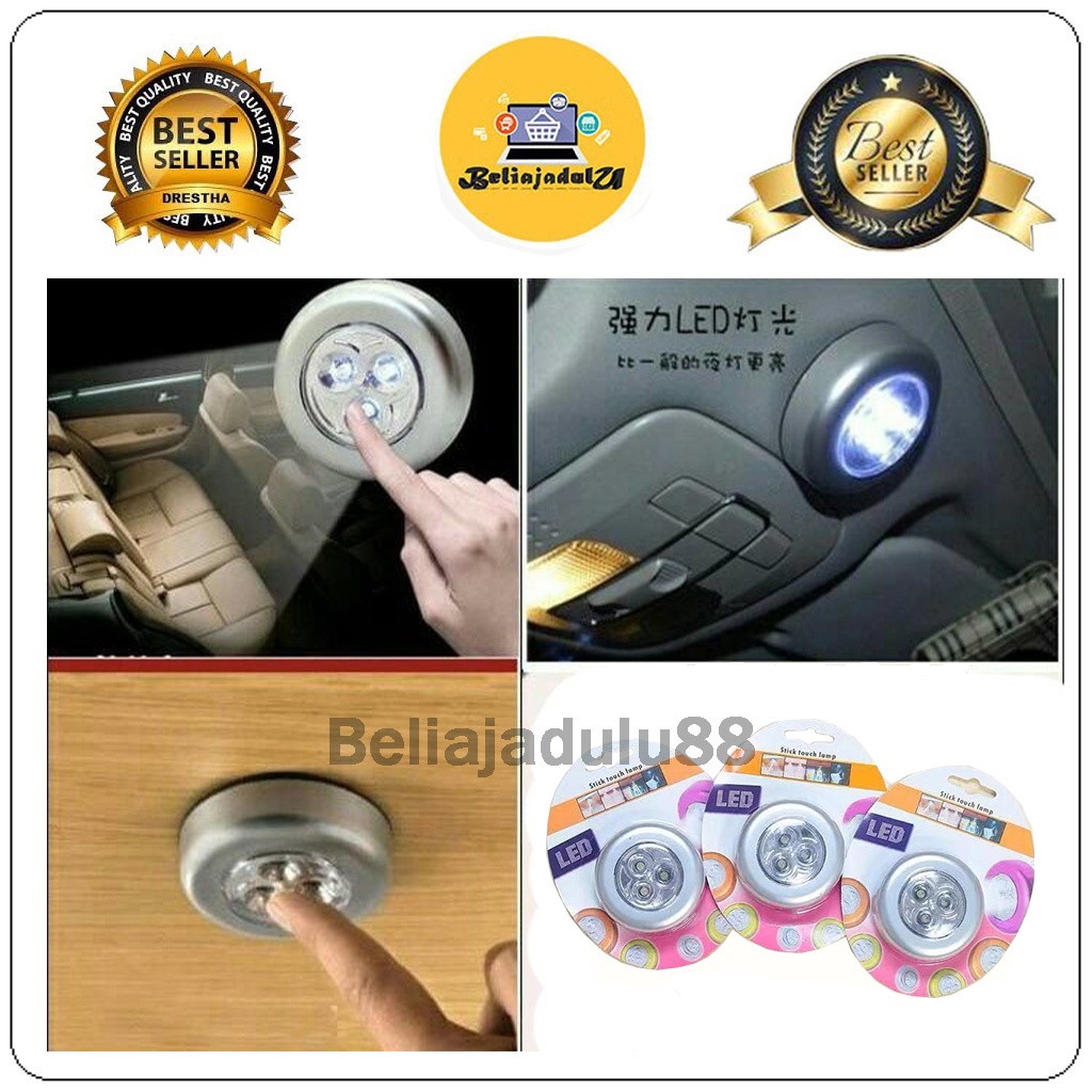 Beliajadulu88 Stick N Click 3 LED Lampu LED Emergency Stick Touch Lamp / Lampu Tempel