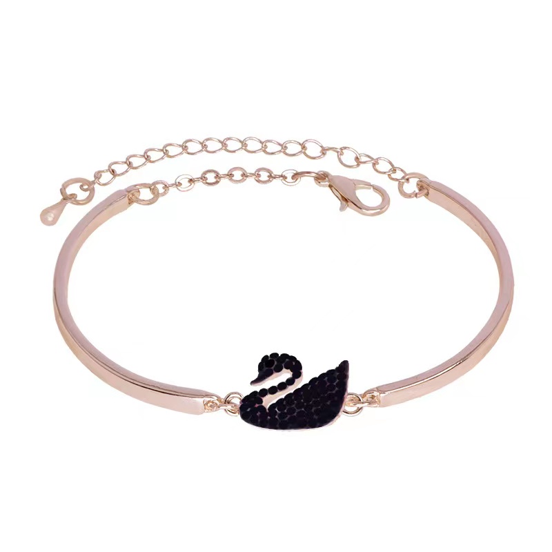 COD Gelang Bracelets Fashion Swan Cuff Bracelet with Zircon Women Animal Bird Jewelry