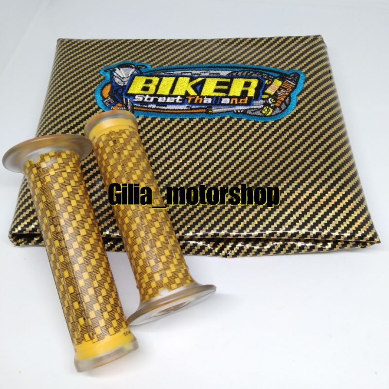 Kulit Jok Carbon Biker Standar Thailand Plus Handgrip Carbon Universal Sarung jok plus grip Karbon