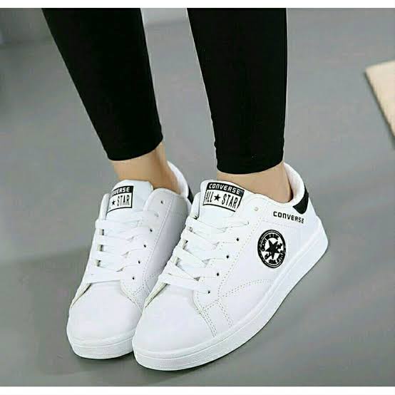 nj sepatu sneakers anak dan dewasa motif al star putih-hitam trendi