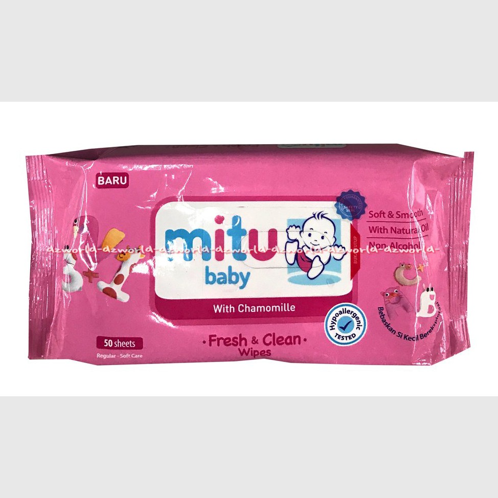 Mitu Baby With Chamomille Chrysanthahum 50lembar Sensitive New Babby Wipes Tissu Basah Bayi