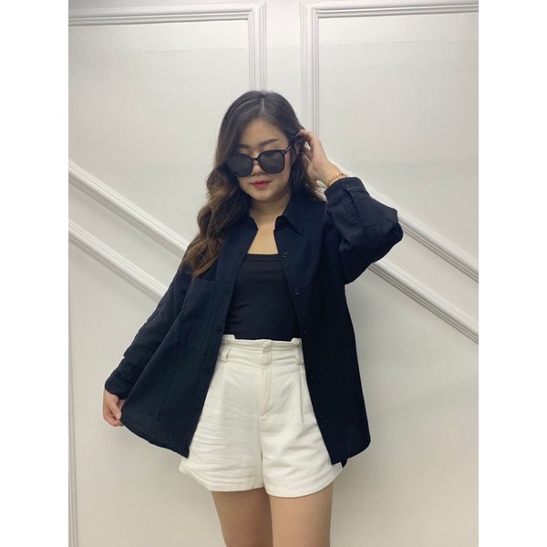 JOSHIN Geewoni Shirt - Kemeja Oversize Pocket | Atasan Wanita Lengan Panjang