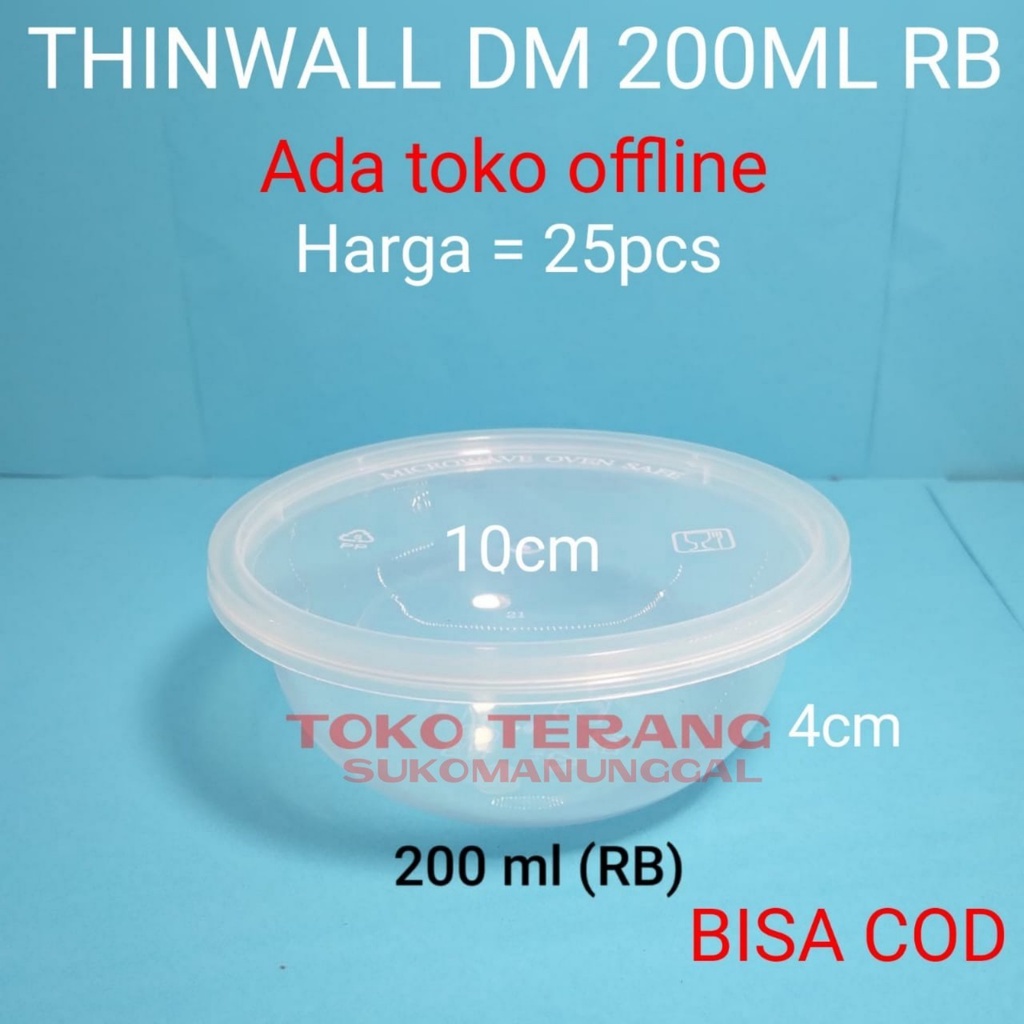 Thinwall food container 200ml / Cup salad 200ml/ Cup puding 200ml / tempat slime kotak slime SMJ