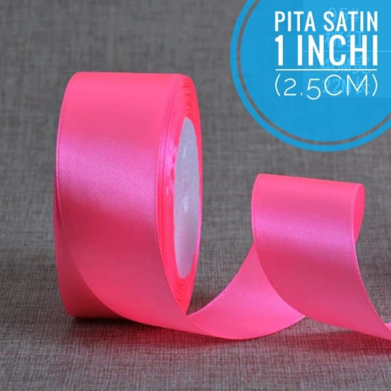 Jual Pita Satin 25cm Per Roll 25 Yard Pita Satin 1 Inchi Pink Shopee Indonesia