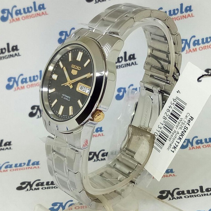 Seiko 5 SNKK17K1 Gold Tone on Black Dial - Jam Tangan Pria SNKK17