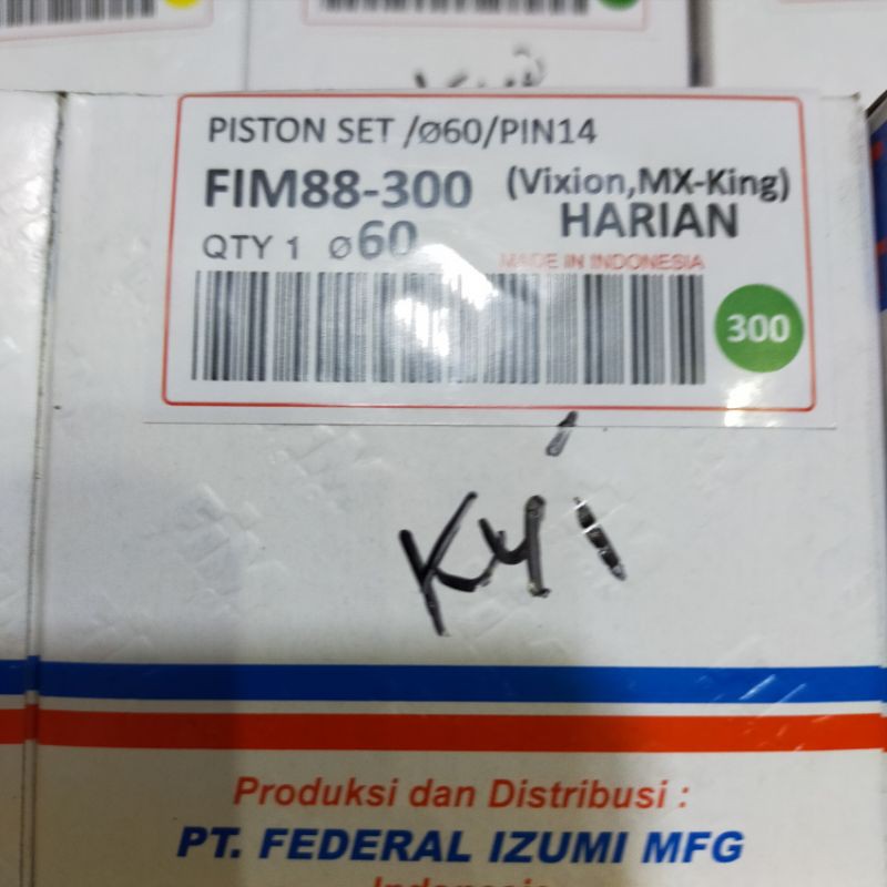 Piston seher kit fim vixion jupiter mx king fim 88 os std 50 100 150 200 250 300 MM PIN 14-OS 300 ( 60 MM)