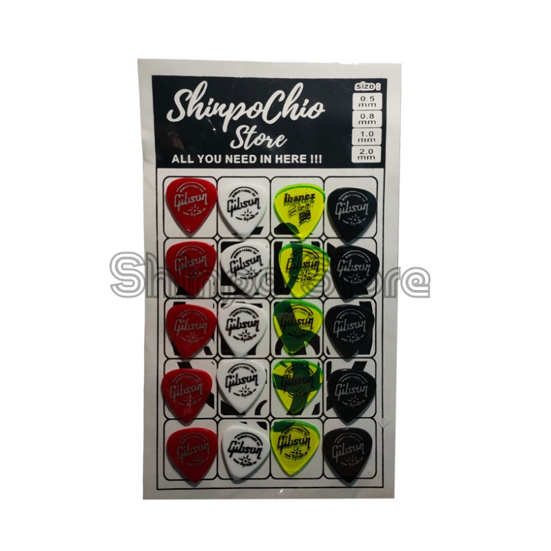 Pick Gitar Murah Pemetik Gitar 1 Set 20pcs 0,5mm 1,0mm 2,0mm 3,0mm Pack