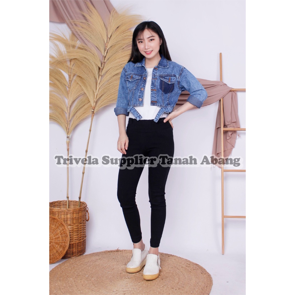 JACKET JEANS CROP ARIELLA - JAKET JEANS CROP WANITA