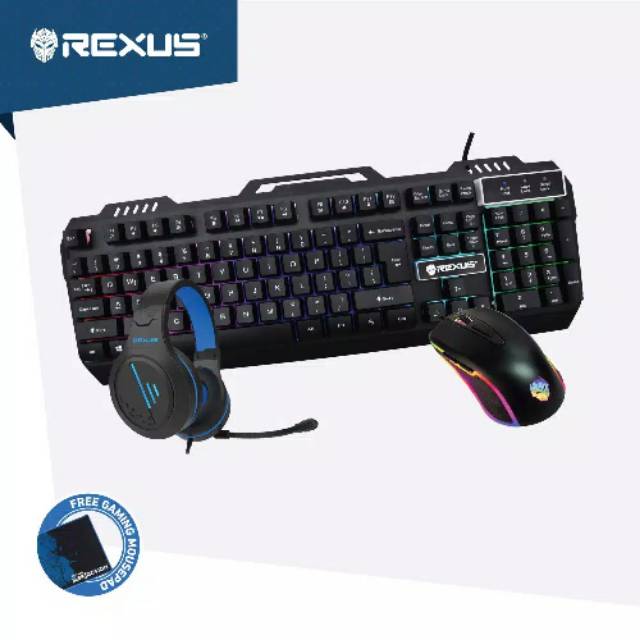 Keyboard Mouse Headset Mousepad Rexus VR3 Max 4 In 1 Bergaransi Resmi