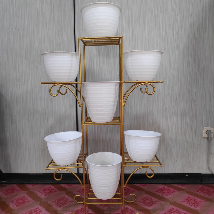 Rak pot bunga / standplants besi susun 7 Gold / warna emas