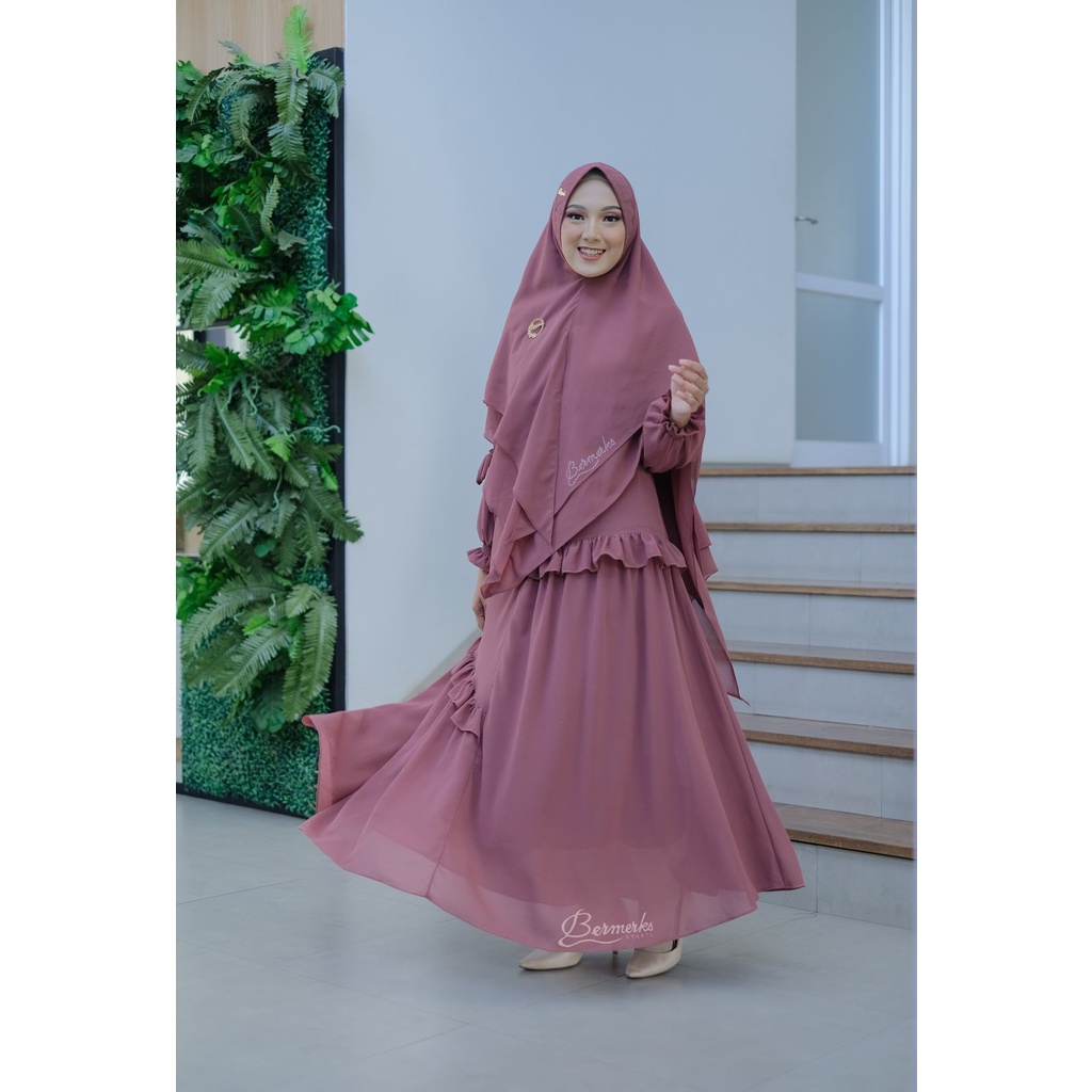 Gamis ceruty babydoll ayudia ori bermerks model terbaru rempel layer original set hijab syari ayudia putih polos haji umrah umroh ihram kain