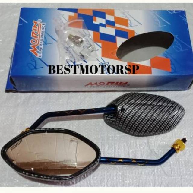 KACA SPION MORIN WARNA WARNI BUNGLON BIRU EMAS KARBON YAMAHA HONDA