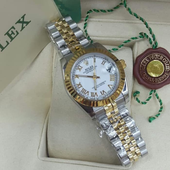 JAM TANGAN WANITA ROLEX OYSTER DATEJUST 31MM COMBI GOLD ROMAWI SUPER