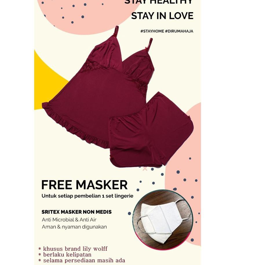 LINGERIE SET LILY WOLFF, BAHAN LEMBUT TEBAL HALUS,  LW1986DBL