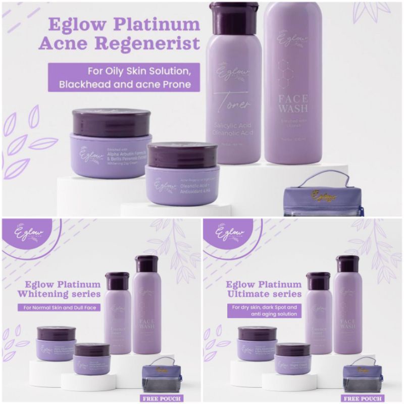 EGLOW PLATINUM BPOM / PAKET WHITENING / PAKET ACNE / PAKET ULTIMATE / EGLOW PLATINUM KEMASAN BARU OR