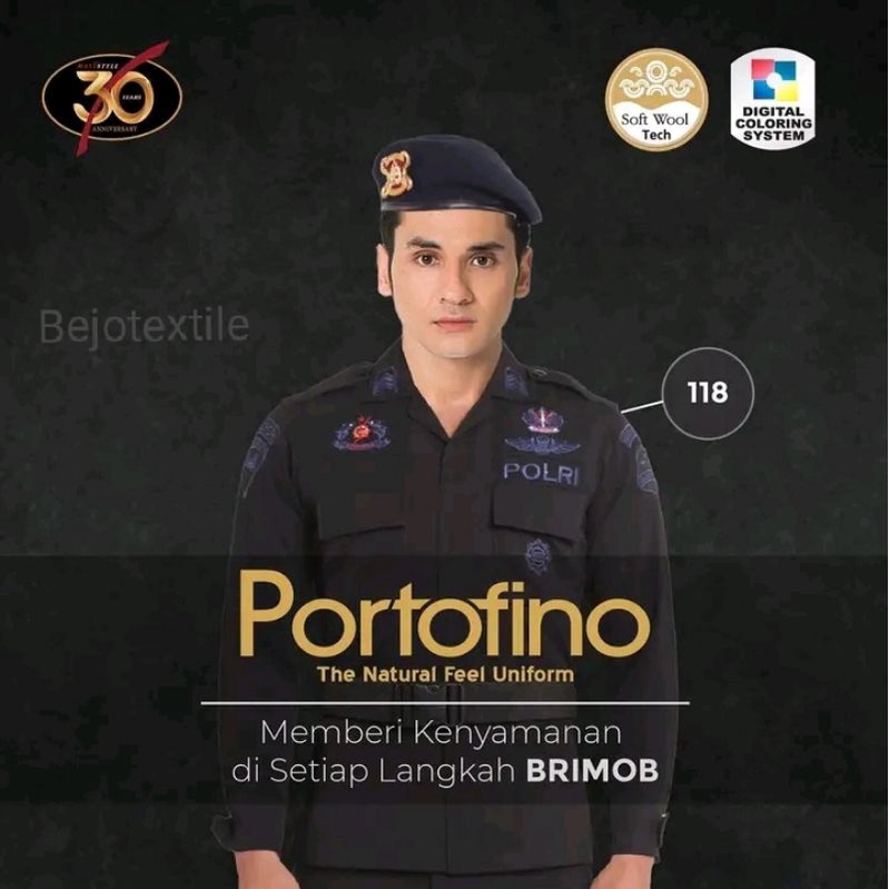 kain Portofino hitam seragam Pdl Brimob, Pdl Kemenkumham