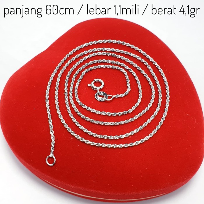 KALUNG PERAK 925 LAPIS EMAS PUTIH / KALUNG TAMBANG 60CM / KL177