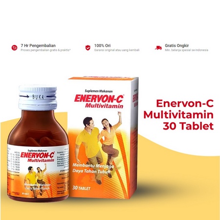 Enervon C Caplet 30's / Multivitamin / Tablet / Vitamin C / Suplemen / Daya Tahan Tubuh