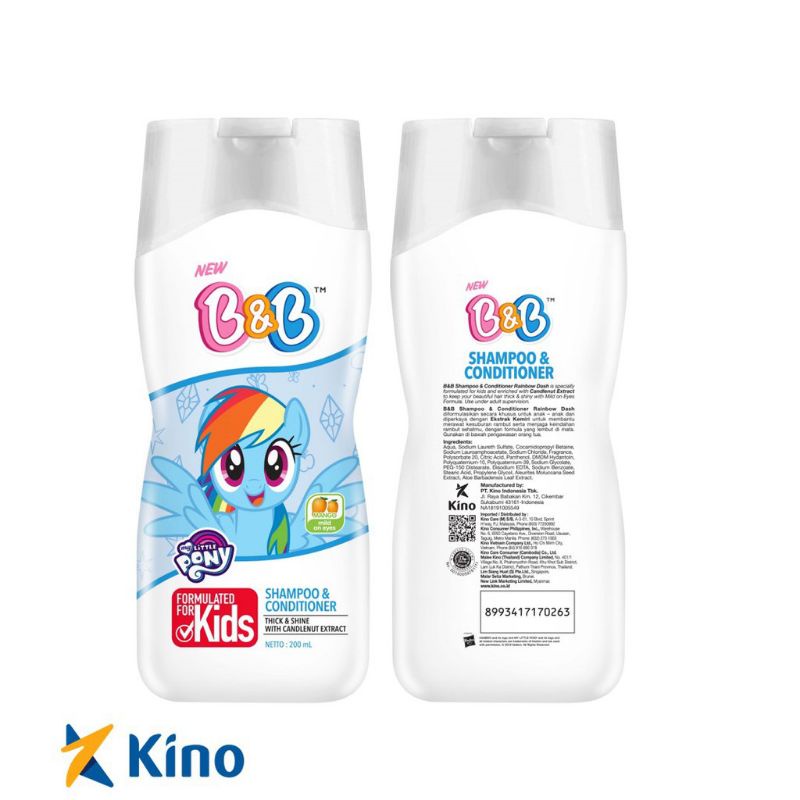 B&amp;B kids shampoo dan conditioner pony pink / pony blue 200ml