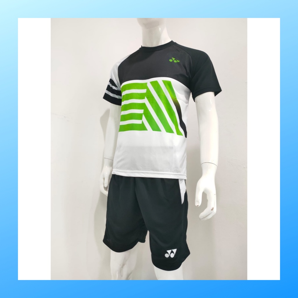 Kaos bulutangkis pria baju badminton dan celana jersey setelan wanita dewasa t-shirt outfit seragam jarsey kostum olahraga pakaian apparel sport jersy bulu tangkis casual jersi sudirman cup suit Y170 hitam polos