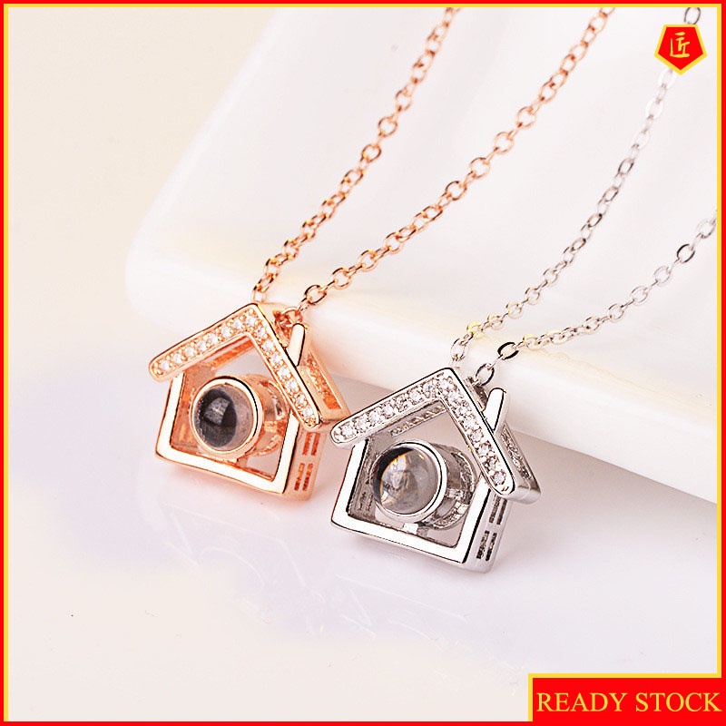 [Ready Stock]S925 Silver Japan and South Korea Love Necklace Small House Pendant