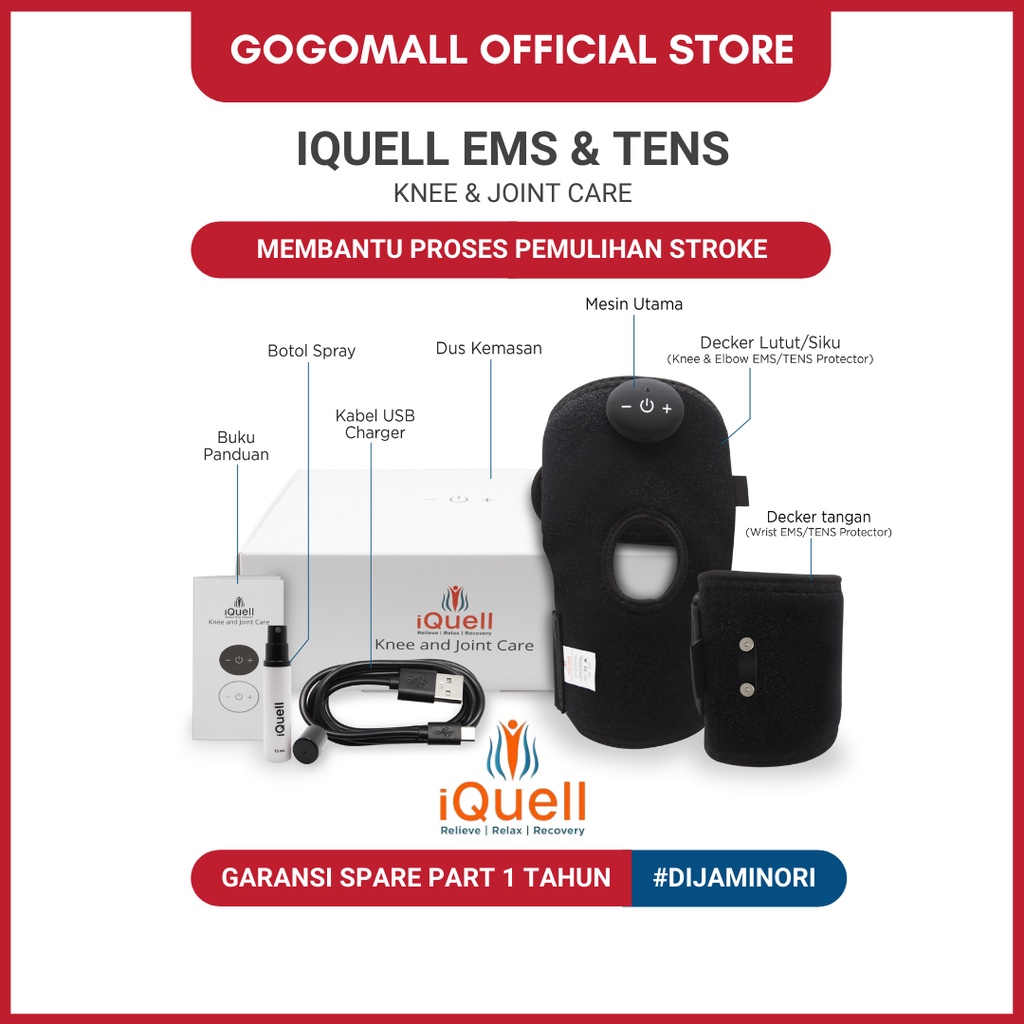 IQUELL KNEE & JOINT CARE ALAT TERAPI MODERN TENS EMS MEMBANTU PEMULIHAN CEDERA OTOT & LUTUT TENS EMS