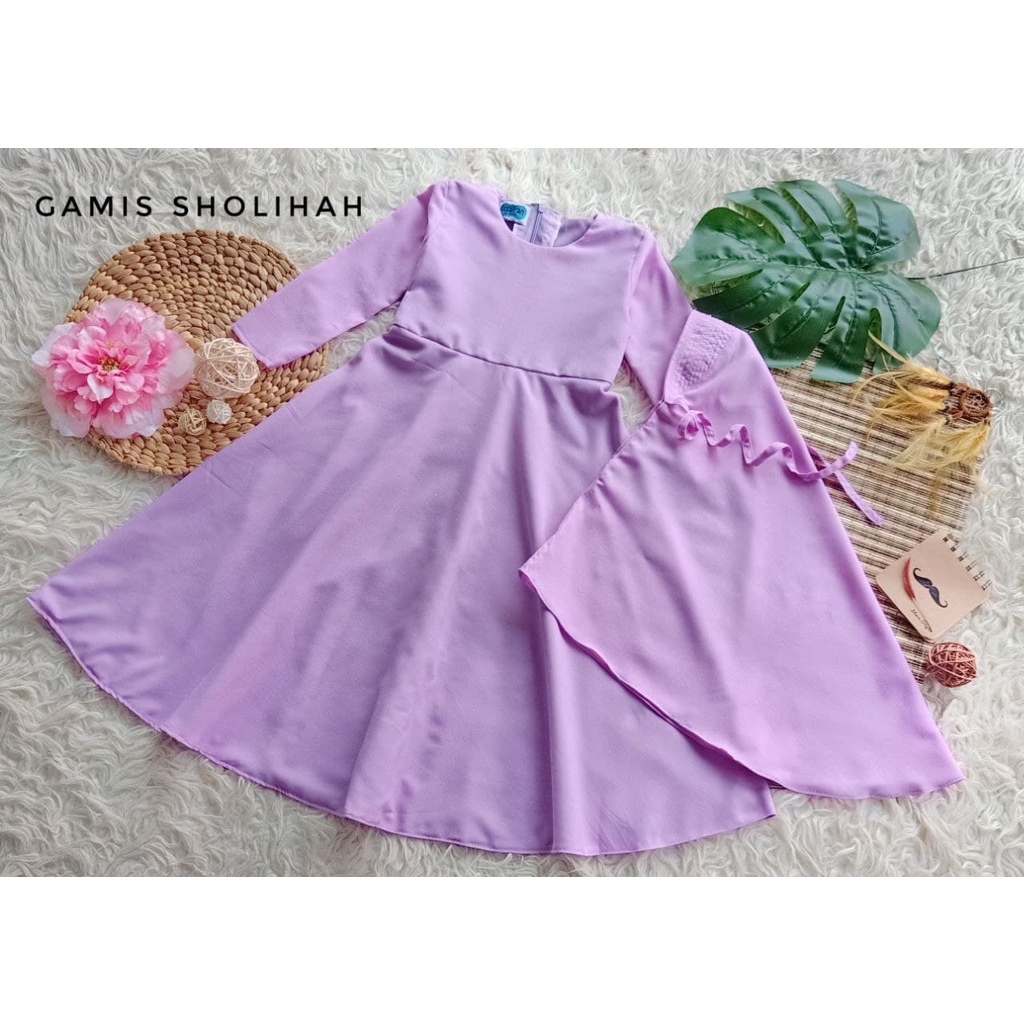 GAMIS SHOLICHAH/GAMIS POLOS ANAK /GAMIS SYAR'I/GAMIS TERBARU WARNA LILAC/GAMIS MUSLIM KEKINIAN