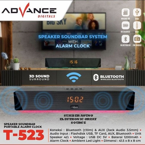 Spekaer Soundbar Advance T523 Sound Bar Portable Alarm Clock Digital